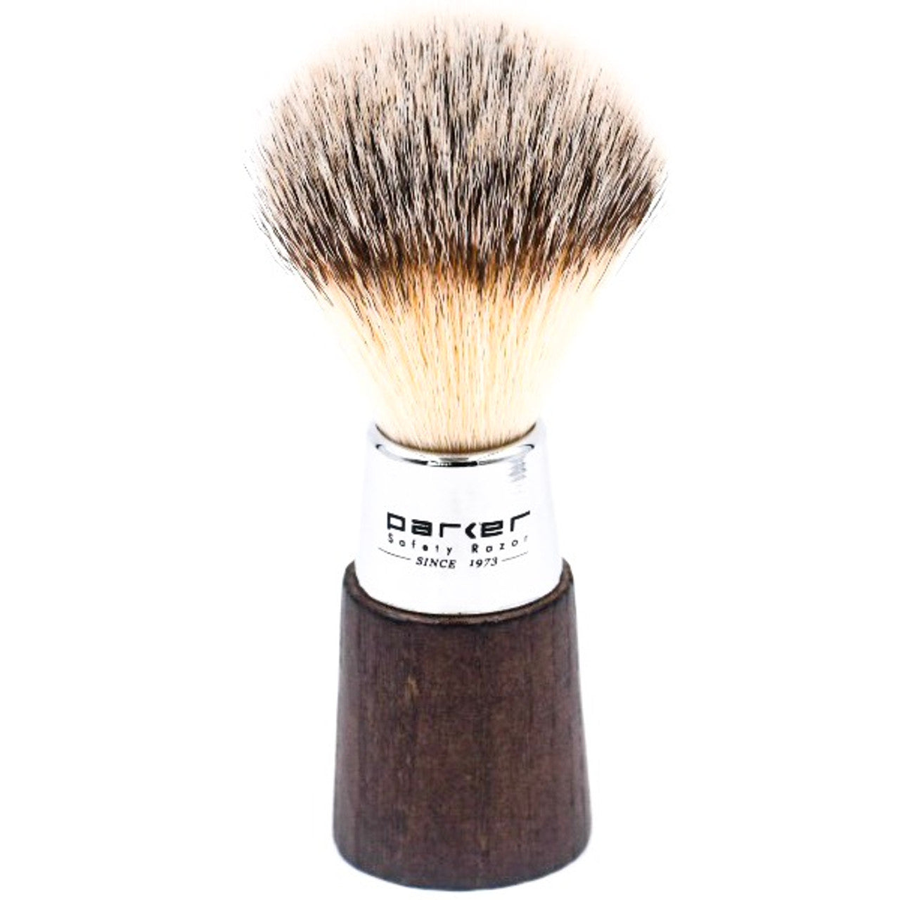 Parker Walnut & Chrome Handle Synthetic Shave Brush & Stand